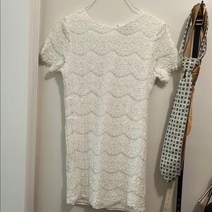 Lulu's White Sheath Mini Dress with Puff Sleeves